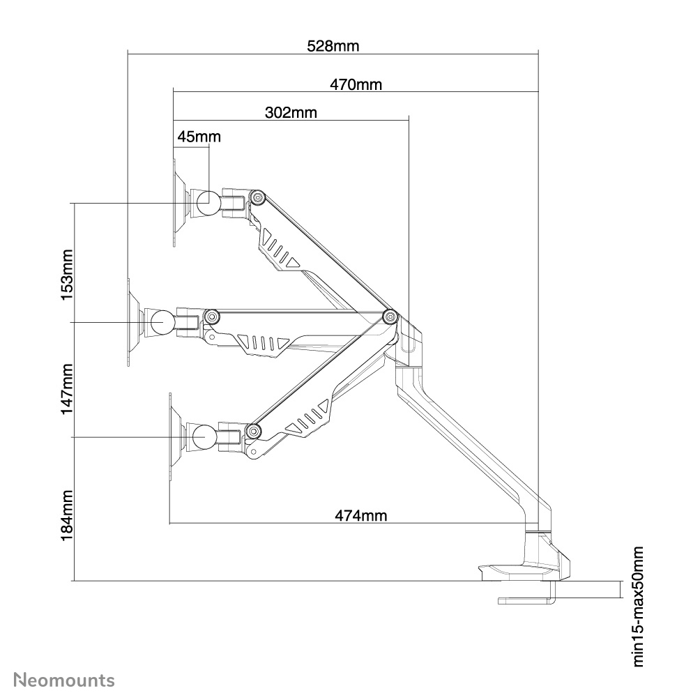 Neomounts FPMA-D750SILVER Monitor arm 10-32" - gas spring - Topfix